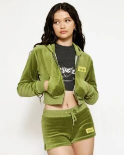 BOYS LIE X Olive Velour Shorts -Boys Lie Couture 4O7A1784r