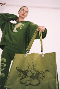 BOYS LIE X Olive Velour Tote -Boys Lie Couture aime076 162copy