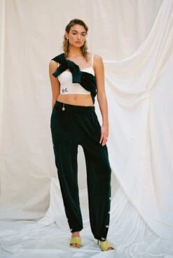 BOYS LIE X Green Oh Snap Velour Pants -Boys Lie Couture aimee541009007 133 copy