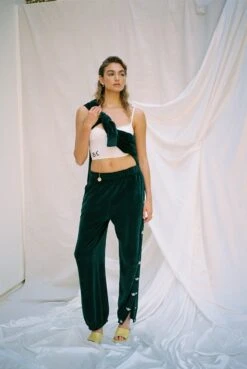 BOYS LIE X Green Oh Snap Velour Pants -Boys Lie Couture aimee541009007 66 copy